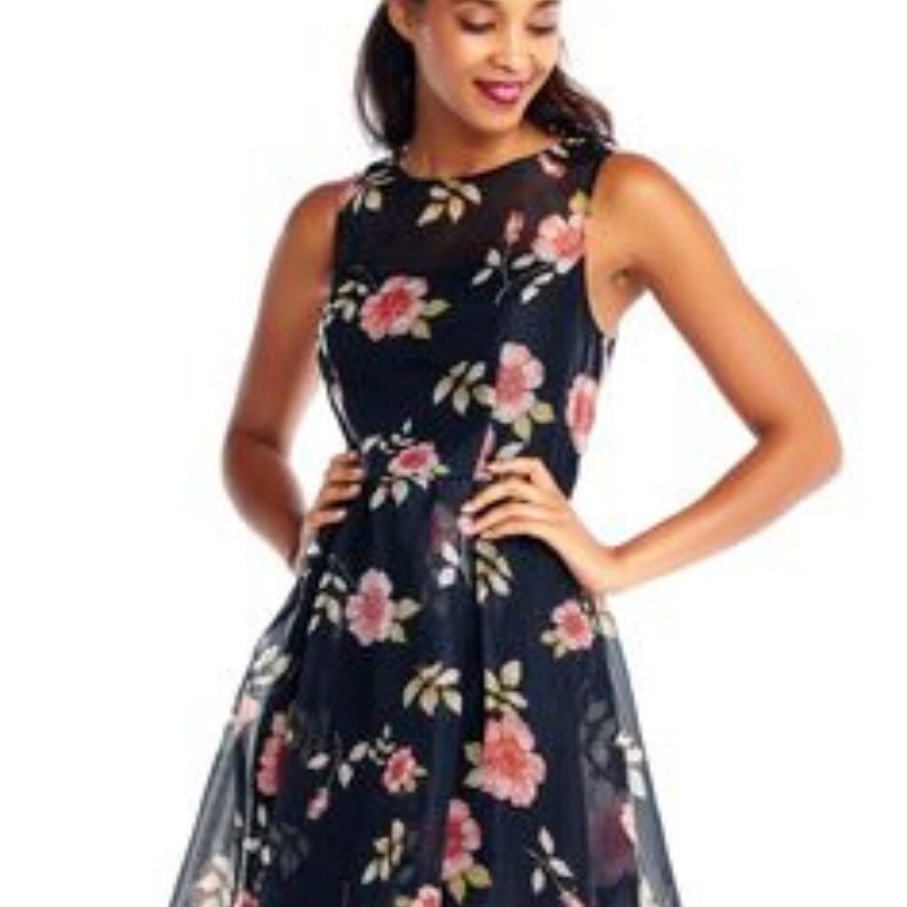 Floral Sleeveless Dress - Black and Pink